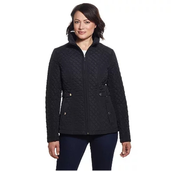 Nordstrom Gallery Black Quilted Zip Up Cinched Back Jacket Size Women Small - Picture 1 of 11